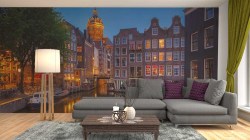 Woonkamer fotobehang Amsterdam at night